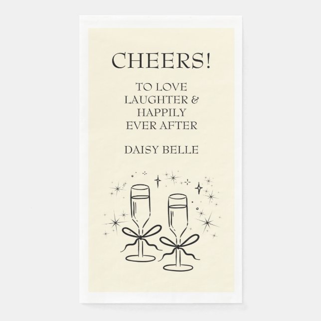 Hand Drawn Doodle Bridal Shower Yellow Paper Guest Towels (Front)
