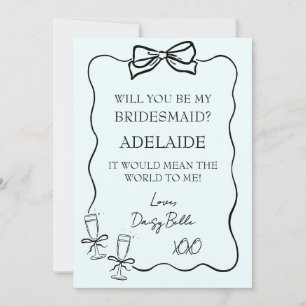 Hand Drawn Doodle Bridesmaid Proposal Green Invitation