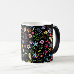 Hand Drawn Doodle Colorful Floral seamless pattern Color Morph Mug