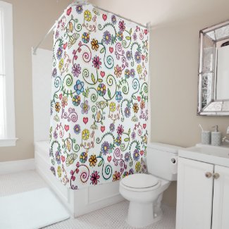 Hand Drawn Doodle Colorful Floral seamless pattern