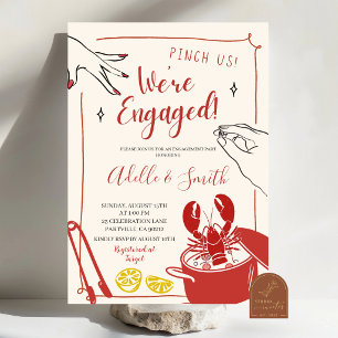 Hand Drawn Doodle crawfish boil engagement Invitation