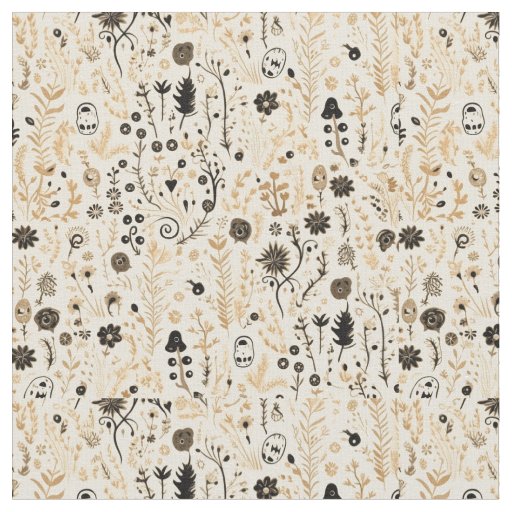 Hand-Drawn Doodle Floral Seamless Pattern Fabric