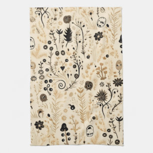 Hand-Drawn Doodle Floral Seamless Pattern Kitchen Towel