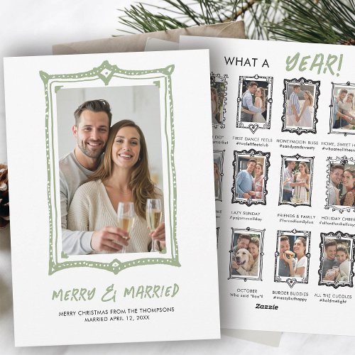 Hand Drawn Doodle Frames First Christmas Married