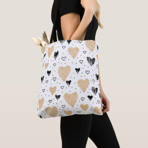 Hand_ Drawn Doodle Hearts Tote Bag