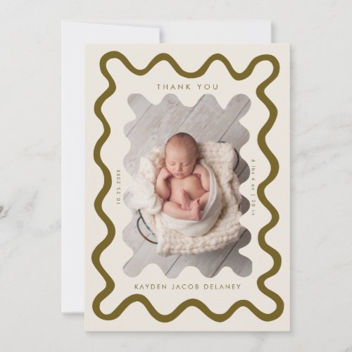 Hand Drawn Doodle Line Cream Birth Announcement