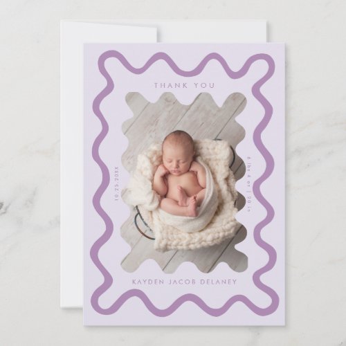 Hand Drawn Doodle Line Lilac Birth Announcement