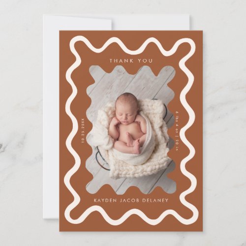 Hand Drawn Doodle Line Terracotta Birth Announcement