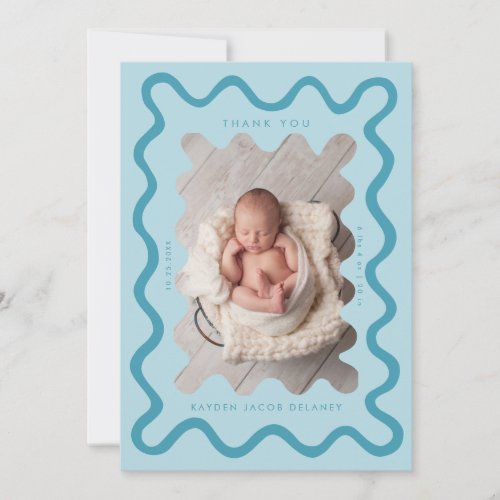 Hand Drawn Doodle Line Turquoise Birth Announcement