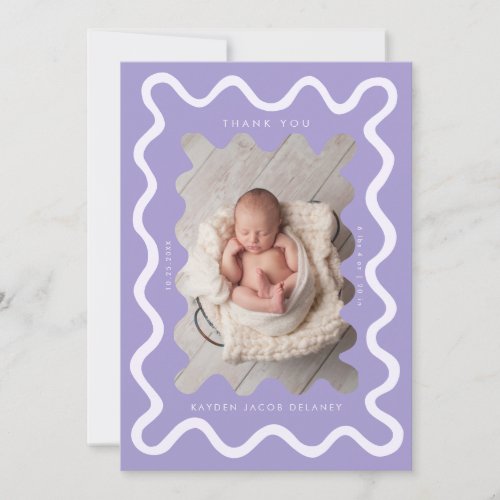 Hand Drawn Doodle Line Violet Birth Announcement
