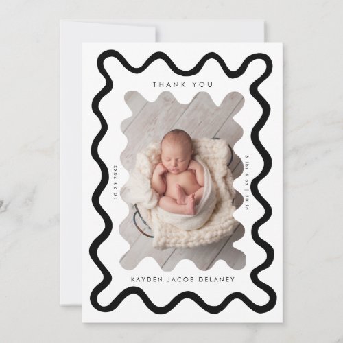 Hand Drawn Doodle Line White Birth Announcement
