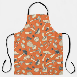 Hand drawn doodle mushroom Vintage seamless patter Apron