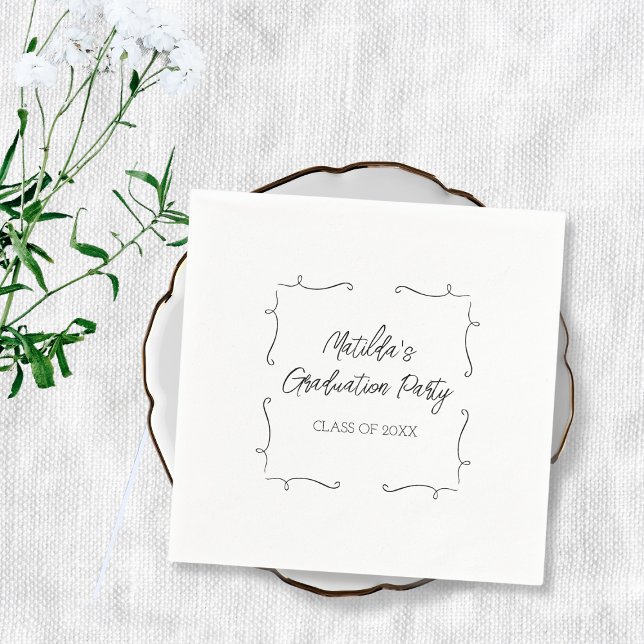 Hand Drawn Doodle Personalized Graduation Party Napkins (Hand Drawn Doodle Personalized Graduation Party Napkins)