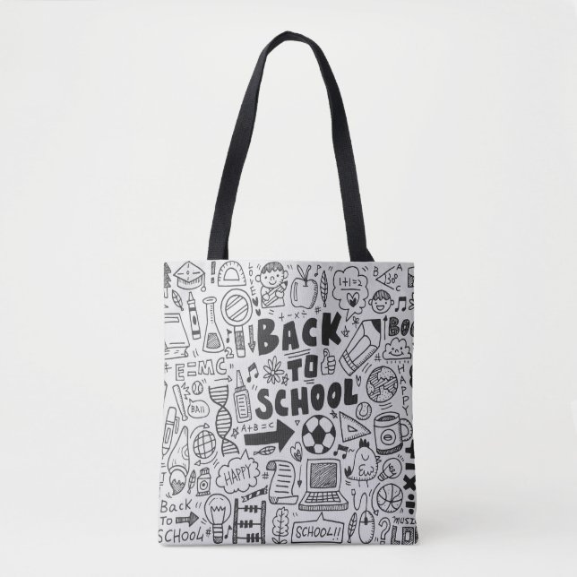 hand drawn doodle school element tote bag (Front)