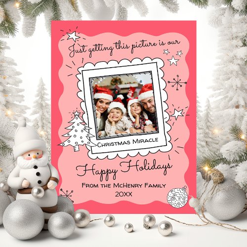 Hand Drawn Doodle Sketch Photo Christmas Card