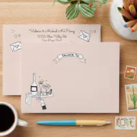 Hand Drawn Doodle Sketch Wedding Envelope