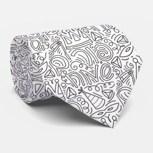 Hand Drawn Doodle Style Purim Neck Tie
