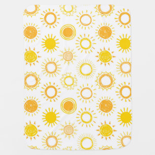 Hand Drawn Doodle Suns Pattern Baby Blanket