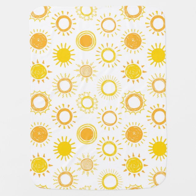 Hand Drawn Doodle Suns Pattern Baby Blanket (Front)