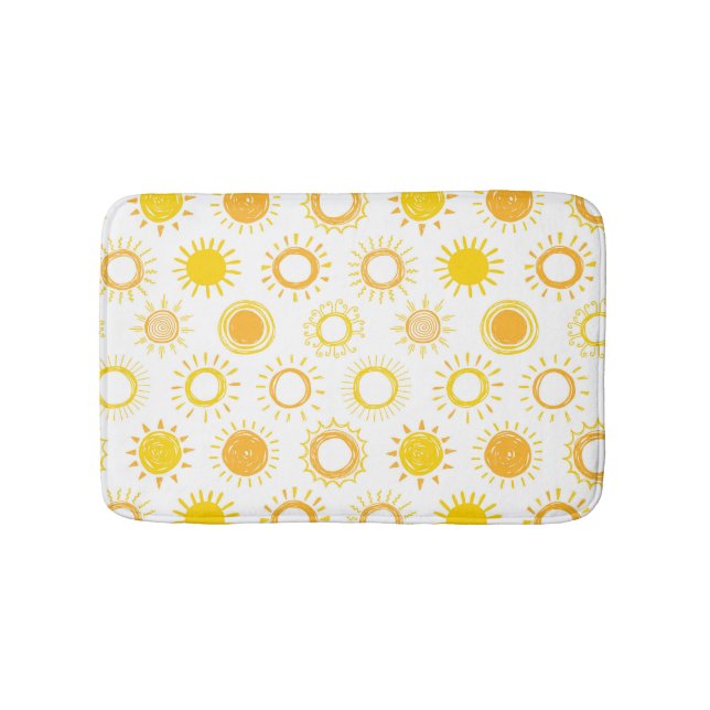 Hand Drawn Doodle Suns Pattern Bath Mat (Front)