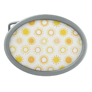 Hand Drawn Doodle Suns Pattern Belt Buckle