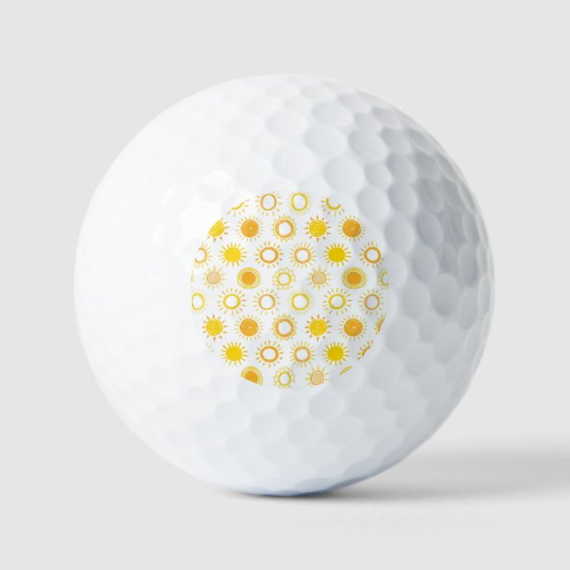 Hand Drawn Doodle Suns Pattern Golf Balls (Front)