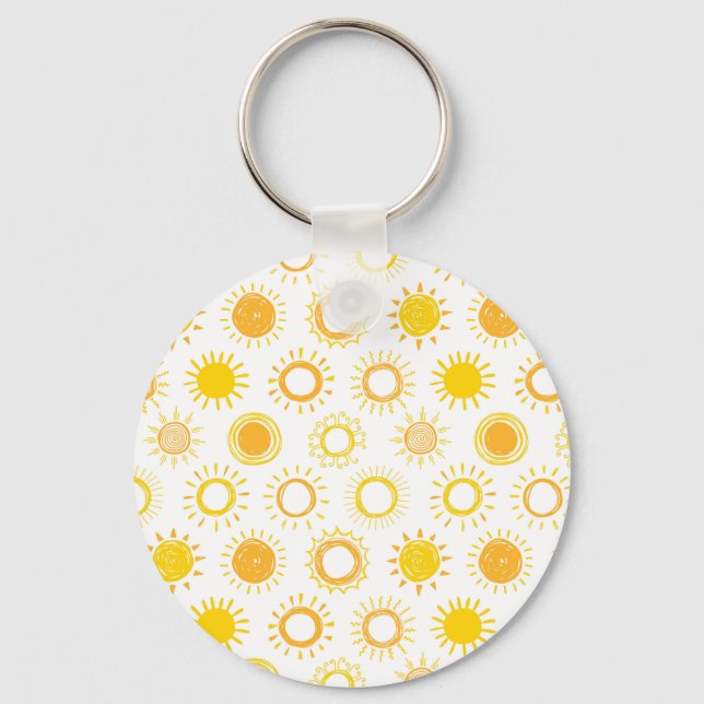 Hand Drawn Doodle Suns Pattern Keychain (Front)