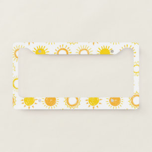 Hand Drawn Doodle Suns Pattern License Plate Frame