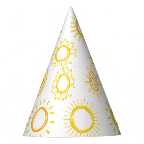 Hand Drawn Doodle Suns Pattern Party Hat