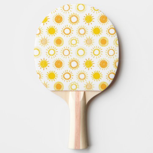Hand Drawn Doodle Suns Pattern Ping Pong Paddle