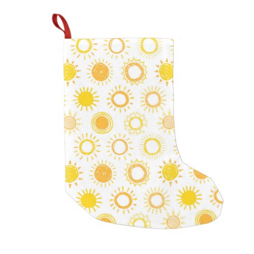 Hand Drawn Doodle Suns Pattern Small Christmas Stocking