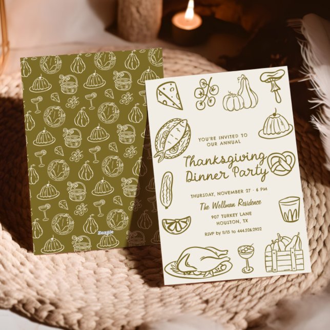 Hand Drawn Doodle Thanksgiving Dinner Invite (Creator Uploaded)