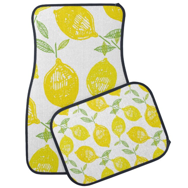 Hand drawn doodle tropical fruit pattern backgroun car floor mat (Set)