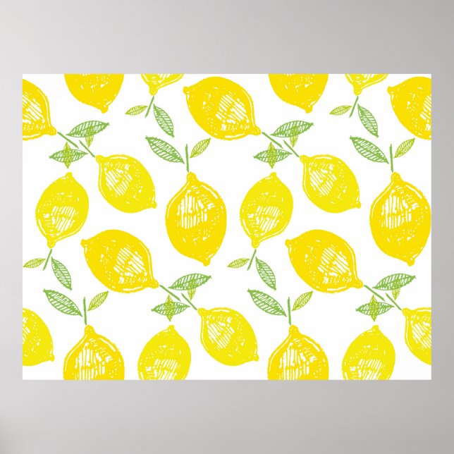 Hand drawn doodle tropical fruit pattern backgroun poster (Front)