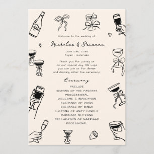 Hand Drawn Doodle Wedding  Program