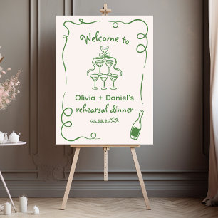 Hand Drawn Doodle Whimsical Green Rehearsal Dinner Foam Board