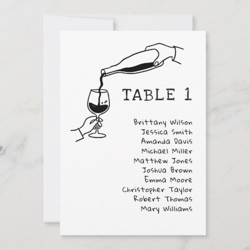 Hand Drawn Doodle Wine Wedding Seating Chart Invitation
