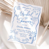 Hand Drawn Doodles Drawings Beach Bridal Shower