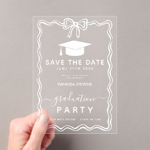Hand Drawn Doodles Graduation Save the Date Acrylic Invitations
