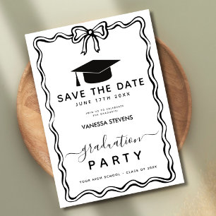 Hand Drawn Doodles Graduation Save the Date Invitation