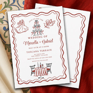 Hand Drawn Doodles Italian Wedding Invitation