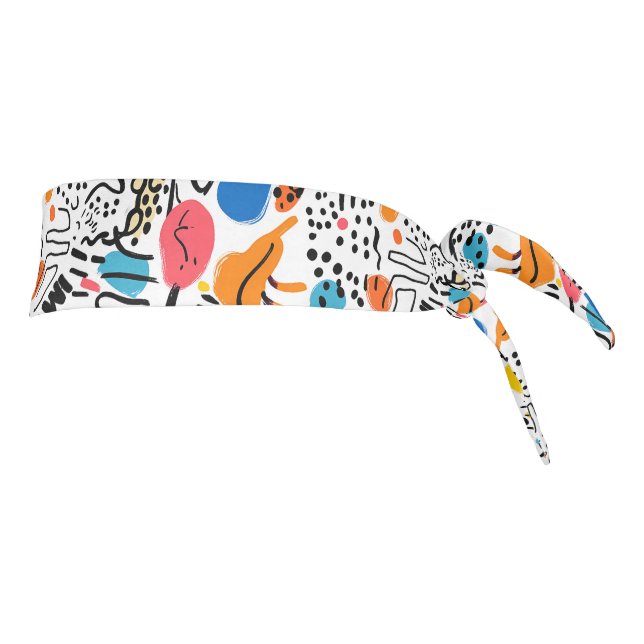 Hand-drawn Doodles Playful Pattern Tie Headband (Rotate 90)