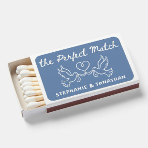 Hand Drawn Doves French Blue Custom Wedding Favors Matchboxes