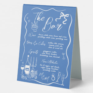 Hand Drawn Drawing Doodles Wedding Menu & Bar Table Tent