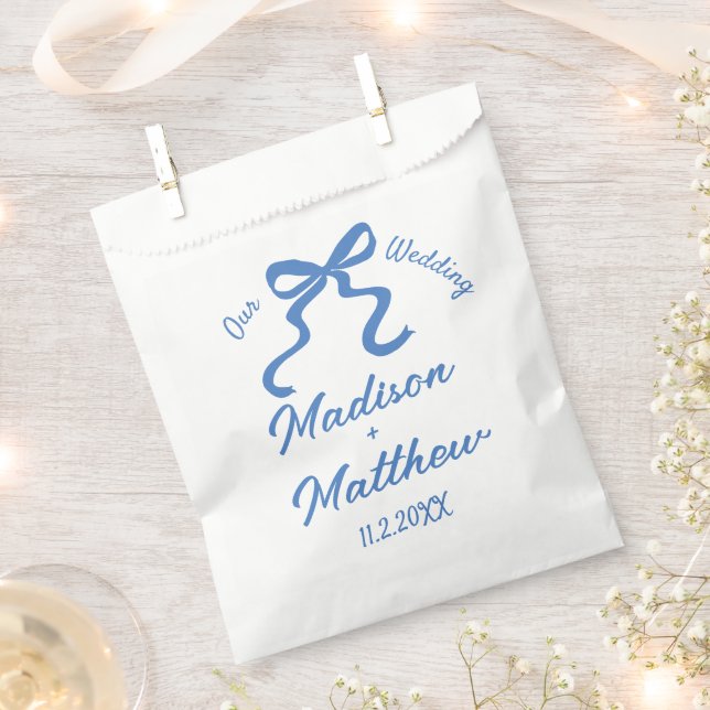 Hand Drawn Drawings Doodles Ribbon Bow Wedding Favor Bag (Clipped)