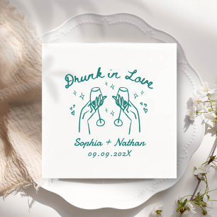 Hand Drawn Drunk In Love Personalized Wedding Napkins