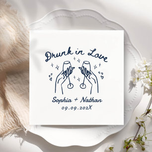 Hand Drawn Drunk In Love Personalized Wedding Napkins