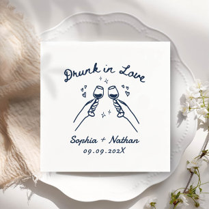 Hand Drawn Drunk In Love Personalized Wedding Napkins