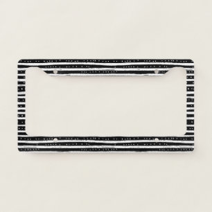 Hand-Drawn Dry Brush Stripe in Black and White License Plate Frame