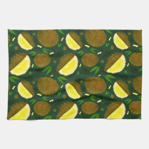 Hand Drawn Durian Fruit Tea Towel